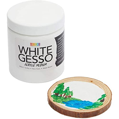 Bright Creations Gesso for Mixed Media - Acrylic Gesso White Primer for Canvas & Wood - Fast-Drying Smooth Base for Canvas Painting & Acrylic Paint Medium - 16.9 Fl Oz, White, Pack of 1