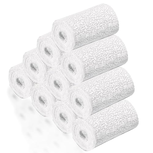 10 Pack Plaster Cloth Rolls Gauze Bandages,Plaster Strip Gauze Wrap for Art Project, Body Casts, Belly Cast, Masks, Scenery Construction - Each Roll 4 inch x 15 feet