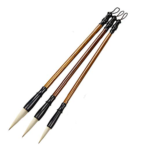Befiy Chinese Calligraphy Brush, Writing Drawing Watercolor Ink Brushes Hubi Painting Kanji Sumi Wolf Bamboo Brushes Set for Professional Beginner (White) - color: White