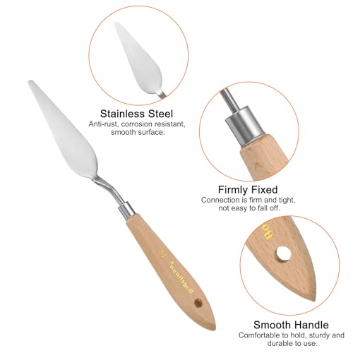 HARFINGTON 4pcs 15# Painting Palette Knife Pointy Stainless Steel Art Spatula Painting Pallet Knives Scrapers Tools with Plastic Handle for Acrylic Oil Canvas Mixing Spreading - size: 85mm x 27mm