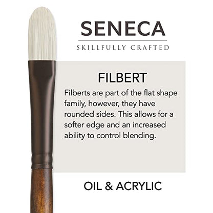 Willow Wolfe Seneca Series 1700 Filbert Brush Size 0 – Premium Vegan Synthetic Paintbrush for Acrylic, Oil & Water-Mixable Oils - size: 0