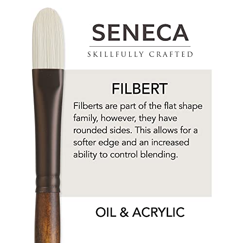 Willow Wolfe Seneca Series 1700 Filbert Brush Size 00 – Premium Vegan Synthetic Paintbrush for Acrylic, Oil & Water-Mixable Oils - size: 00
