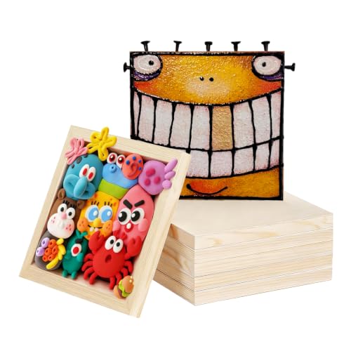 5 Pack 8x8 Inch Wood Panel Boards, Unfinished Wood Canvas Panels, Blank Wood Boards for Painting, Perfect for Mother's Day, Graduation, Father's Day DIY Crafts - size: 8 x 8 inch