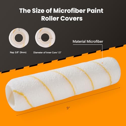 Paint Roller Kit with Extension Pole, 13 PCS Set, 9 Inch 4 Inch Paint Rollers, Paint Tray Liner, Paint Brush for Walls, Painters Tape, House Painting Supplies for All Paints & Stains (3 FT)