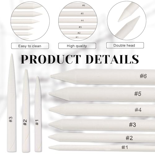 Sliverdew 12 Pcs Blending Stumps and Tortillions Set, Dual-Ended Paper Art Blenders for Drawing, 6 Sizes Shading Pencils Sketch Sticks for Artist Student Oil Pastel Charcoal Smudging