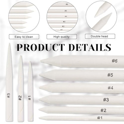 Sliverdew 12 Pcs Blending Stumps and Tortillions Set, Dual-Ended Paper Art Blenders for Drawing, 6 Sizes Shading Pencils Sketch Sticks for Artist Student Oil Pastel Charcoal Smudging