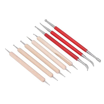 Double End Tracing Dotting Stylus, Small Portable Engraving Stylus Set with Stainless Steel Tips for Modeling Carving Smoothing Clay Ceramic Sculpture DIY Crafts
