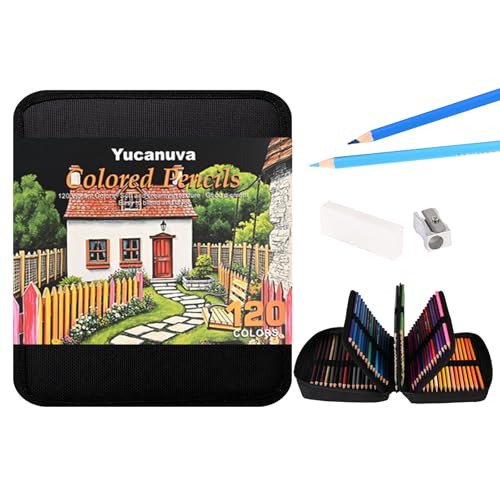 120 Colored Pencils for Adult Coloring Books, Perfect for Coloring, Oil-Based Cores Pencils Set with Zipper Case, Eraser and Sharpener Coloring Pencils for Adults, Beginners,Artists - style: 120House