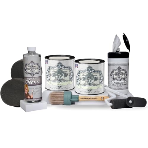 ALL-IN-ONE Paint by Heirloom Traditions, 2 Quart Cabinet Paint Bundle and Tool Kit - Linen (off-white) - color: Linen