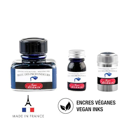 Jacques Herbin 13018T - 30ml Bottle of Ink for Fountain Pens and Rollerball Pens - Bleu des Profondeurs - color: Deep Blue, size: 1 fl oz