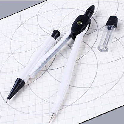 LUNIZ Drawing Compass Compass Metal Student Exam Drawing Size Stationery Set School Study Stationery Multifunctional Compass Straight Ruler Triangle Drafting Tools