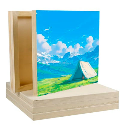 Unfinished Wood Panels, 10 x 10 Inch Wood Canvas Boards, 5 Pcs Wooden Canvas Panels Boards for Crafts Painting Canvas DIY Art Projects Pouring Arts Use with Oils Acrylics - size: 10×10×0.8 Inch