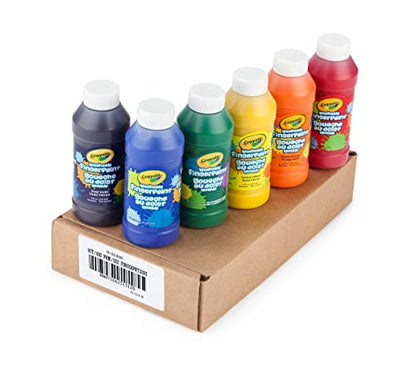 Crayola Washable Finger Paints (6ct), Teacher Classroom Must Haves, Toddler Paint Set, Nontoxic Finger Paint for Kids, Arts & Crafts Supplies for Toddlers [Amazon Exclusive]