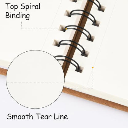 8.3x5.8 Sketch Book, Top Spiral Bound Sketch Pad, 60sheets 92lb/150gsm Nature White Paper, Acid-Free Mixed Media Paper for Painting, Dawing & Art Supplies.N-Coffee - color: TopSpiral-NatureWhite-Coffee