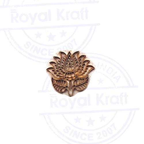 Trendy Printing Stamp Brass Lotus Shapes Wooden Clay Block BSCtag006 - size: BSCtag006