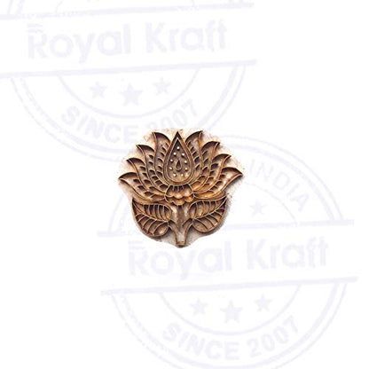 Trendy Printing Stamp Brass Lotus Shapes Wooden Clay Block BSCtag006 - size: BSCtag006