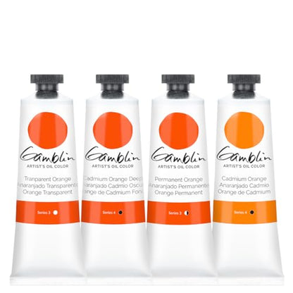 Gamblin Artist Oil Paint Set For Professionals - ORANGE SET - 37ml Tubes - color: Orange
