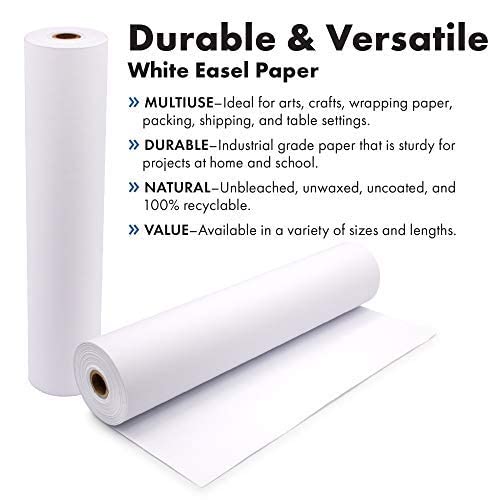 Durable Art Easel Paper Roll 30” x 100 ft White Craft Paper for Drawing, Painting & Coloring | Refill Roll for Art Easels, Kids Crafts & School Projects by The Paper Factory