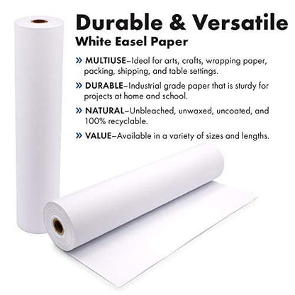 Durable Art Easel Paper Roll 30” x 100 ft White Craft Paper for Drawing, Painting & Coloring | Refill Roll for Art Easels, Kids Crafts & School Projects by The Paper Factory
