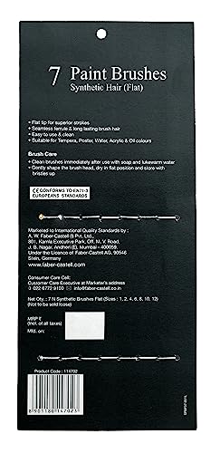 Faber Castell Synthetic Hair Flat Paint Brush, Assorted - Set of 7
