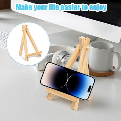 60 Pcs 5 Inch Wood Mini Easel, Art Craft Painting Small Display Easel Natural Wooden Tripod Holder Stand, A-Shaped Mini Wood Easels for Display Small Canvases Cards Photos DIY Crafts
