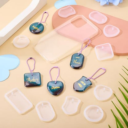 12Pcs Silicone Molds Assorted Shapes Resin Epoxy Molds for Keychain Charms Pendants Handmade Necklace Jewelry Casting Mold for DIY Craft Supplies White 1.61~2.05x1.36~1.65x0.30inch