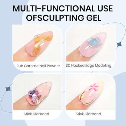 3d Gel Nail Art Set: Non Stick Hand Solid Builder Gel, No Wipe 3d Gels, 15g 3d Sculpting Gels All-in-1 Kit for Carving Moliding Extension Home DIY Manucure for Women Girls - color: Clear Clear and Clear
