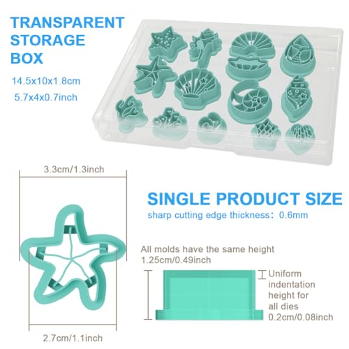 14Pcs Sea Shell Polymer Clay Earrings Cutters | For Adults DIY Jewelry for Earrings Making Birthday Party DIY Supplies, Ocean Theme, Plastic Material - style: Shell