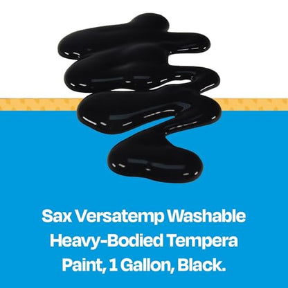 Sax Washable Versatemp Heavy Bodied Tempera Paint, Black, 1 Gallon