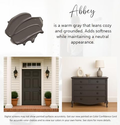 ALL-IN-ONE Paint by Heirloom Traditions, Abbey (Warm Gray), 8oz Sample - Durable cabinet and furniture paint. Built in primer and top coat, no sanding needed. Includes our 30 featured color card. - color: Abbey, size: 8 Fl Oz (Pack of 1)