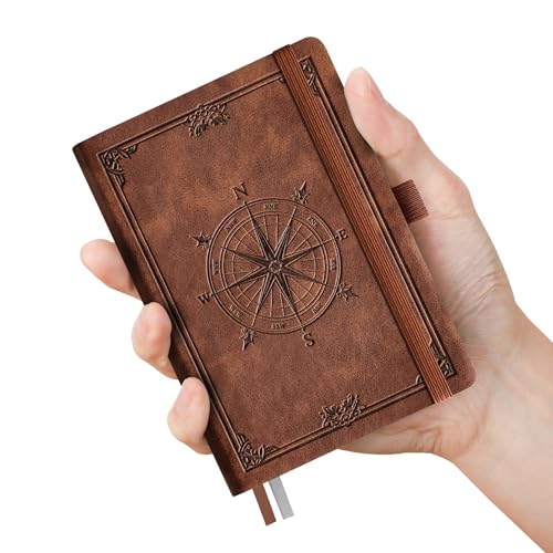 AHGXG Small Blank Pocket Journal Notebook for Men - 256 Numbered Pages B6 Mini Journal, Vintage Soft Leather Hardcover, 80gsm Paper, for Women Work Office School, 4.1'' X 5.7''- Brown - color: Brown, style: B6-Plain Notebook