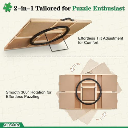 ALL4JIG 2000 Pieces 2-in-1 Tilting & Rotating Puzzle Board,40.16" x 28.5"Adjustable Angle Puzzle Board with 4 Drawers & Clear Protective Cover, Birthday Gift for mom,with a Tabletop Easel-Style Tilt - color: Iron, size: Large-2000pcs