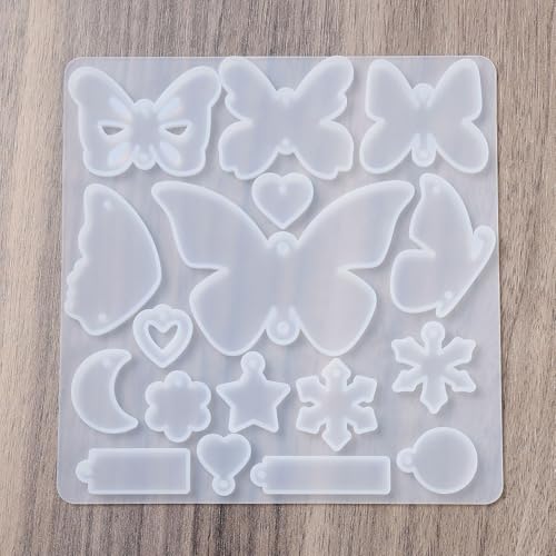 1PC Butterfly Pendant Silicone Molds Resin Epoxy Casting Molds for Earring Necklace Keychain Charms Pendants Jewelry Making DIY Gem Cabochon Craft Supplies White 124x119x4.5mm - color: White-2