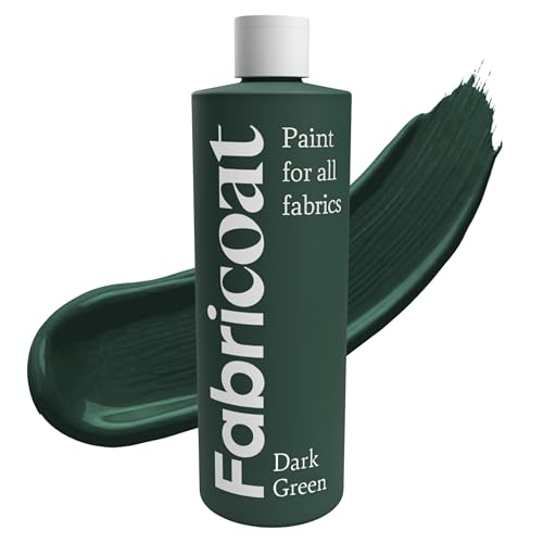 Fabricoat Dark Green Fabric Upholstery Paint & Dye | 500ml / 17 fl oz | Restore or Change Color of Couches Chairs Upholstery Car Interiors Clothing - Soft Flexible Finish - color: Dark Green, size: 500 ml