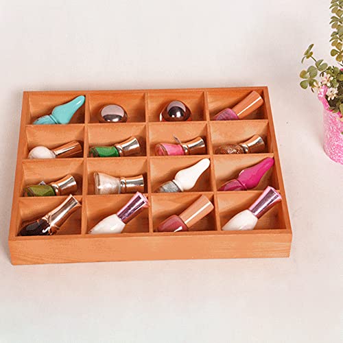 1Pc Wooden Drawer Organizer,16 Compartments Divided Tray for Arts Crafts Supplies,13.4x10.6x2‘’,Multifunction Serving Tray Divided Platter Food Server,Wooden Food Serve Tray,for Snack,Tea Bag,Hotpot