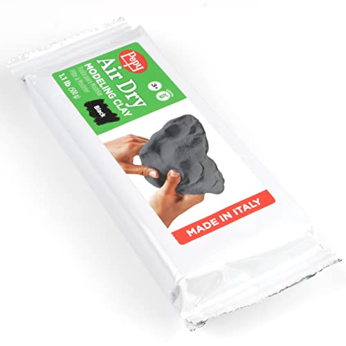 Pepy Premium European Air Dry Modeling Clay Black 1.1 lb Bar, Easy to Use Air-Hardening Clay for Classroom and Montessori Sculpting and Crafts Projects - color: Black, size: 1.1 Lbs