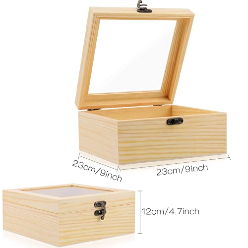 Extra Large Unfinished Pine Wood Box with Hinged Lid and Front Clasp for DIY Craft Art & Hobbies (9 x 9 x 4.7 In) - color: 9 x 9 x 4.7 In