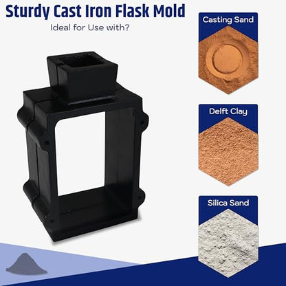 Simond Store 2 PC - Casting Sand Mold - Cast Iron Casting Flask Mold - 4 Located Pins Sand Casting Kit Used as Jewelry Casting Molds, Metal Casting Molds & Pewter Casting Molds - size: 2 Part Flask Mold Pack OF (2)