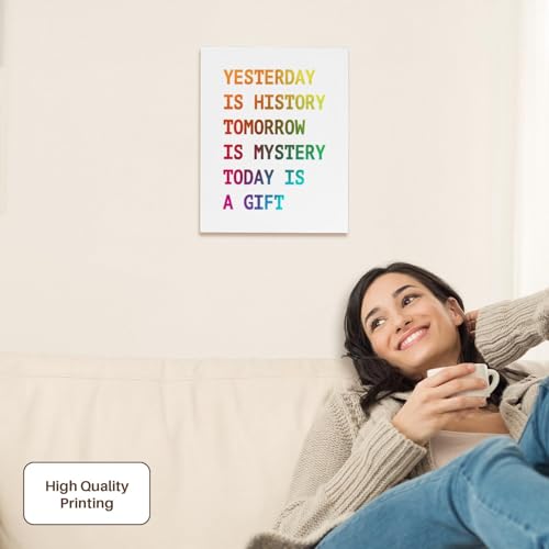 3dRose YESTERDAY IS HISTORY TOMORROW IS MYSTERY TODAY IS A GIFT Museum Grade Canvas Wrap 11x14 - size: 11"L x 14"W