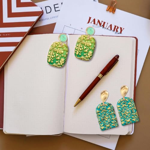CHGCRAFT 16 Pcs Divination Mandala Pattern Polymer Clay Texture Sheet Bohemian Patterns Rubber Clay Texture Mat for Polymer Clay Making Earrings Jewelry DIY Crafts 4 × 2.5 Inch - style: Divination Pattern