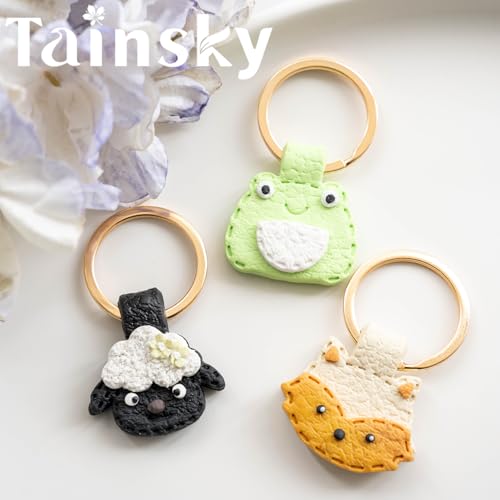 TAINSKY Animals Keychain Polymer Clay Cutter, Cute Polymer Clay Keychain Cutters, Boho Clay Cutters for Polymer Clay Jewelry, 10 Shapes Keychain Cutter, Panda Polymer Clay Earring Cutters-B - color: Keychain -C
