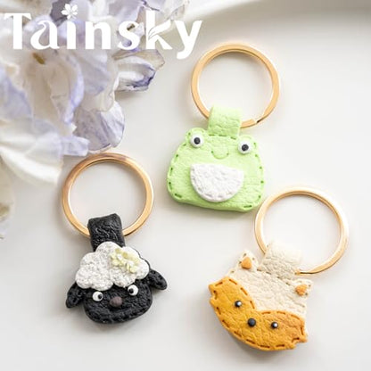 TAINSKY Animals Keychain Polymer Clay Cutter, Cute Polymer Clay Keychain Cutters, Boho Clay Cutters for Polymer Clay Jewelry, 10 Shapes Keychain Cutter, Panda Polymer Clay Earring Cutters-B - color: Keychain -C