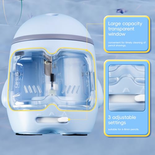 M&G Electric Pencil Sharpener, Portable Pencil Sharpener Cute Cat Design Battery/USB Dual Power Operated Sharpener for Pencils Kids Students Home Classroom School Office - color: Blue