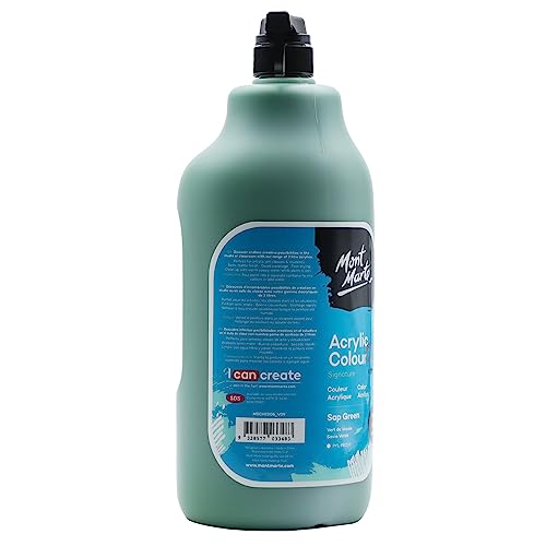 Mont Marte Discovery School Acrylic, Sap Green, 1/2 Gallon (2 Liter). Ideal for Students and Artists. Excellent Coverage and Fast Drying. Pump Lid Included. - color: Sap Green