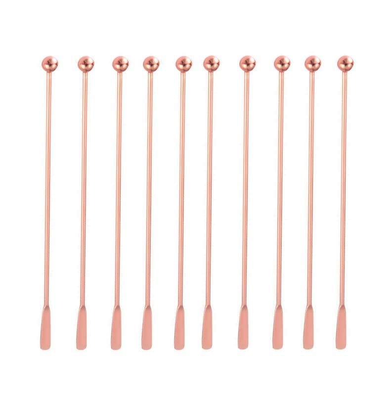 10 pcs Stainless Steel Coffee Beverage Stir Sticks Cocktail Stirrers Drink Swizzle Stick 7.4" Swizzle Stick Picks Tools Rose Gold - color: Rose Gold-10 Pieces