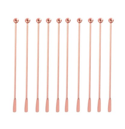 10 pcs Stainless Steel Coffee Beverage Stir Sticks Cocktail Stirrers Drink Swizzle Stick 7.4" Swizzle Stick Picks Tools Rose Gold - color: Rose Gold-10 Pieces