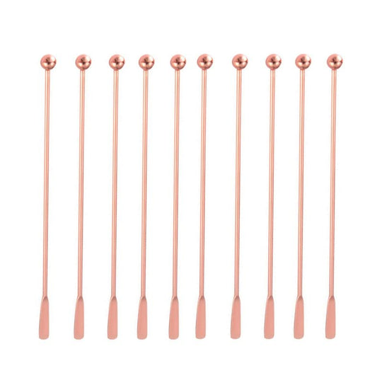 10 pcs Stainless Steel Coffee Beverage Stir Sticks Cocktail Stirrers Drink Swizzle Stick 7.4" Swizzle Stick Picks Tools Rose Gold - color: Rose Gold-10 Pieces