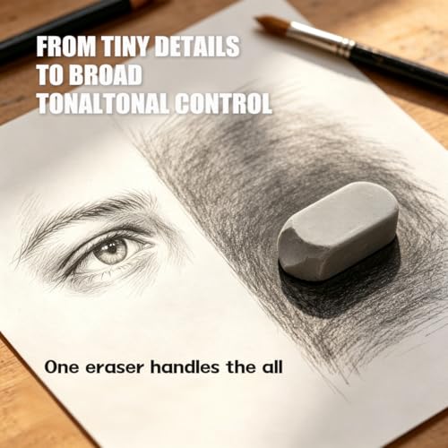 Kneaded Eraser Artist Moldable Rubber Soft Kneadable Supplies for Drawing Sketching High Flexibility Charcoal Graphite Removal Stationary Tool for Studio Work Neutral Grey
