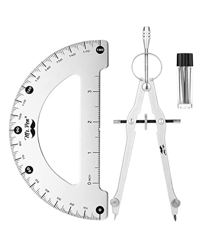 Mr. Pen- Metal Protractor and Metal Compass Set, Compass for Geometry | Geometry Set, Compasses, Protractor and Compass, Protractor for Geometry, Drawing Compass, Math Compass, Math Compass