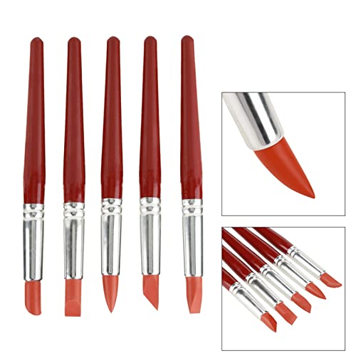 5Pcs Silicone Clay Sculpting Tool, Sculpting Silicone Brush for Color Shaping Modeling Pottery Rubber
